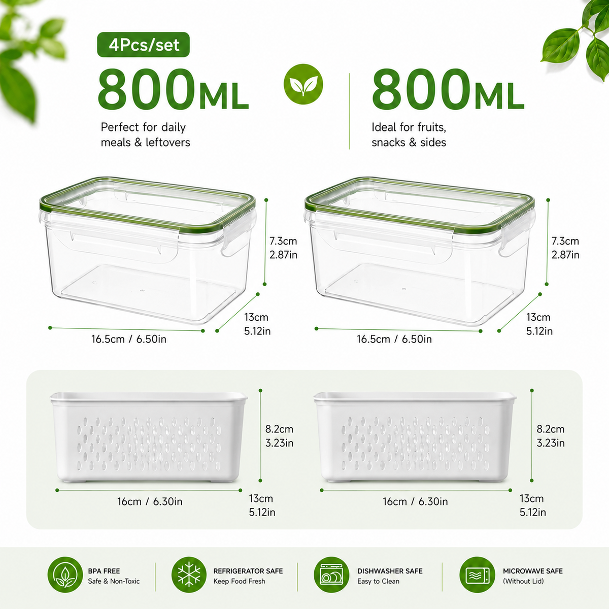 4 Pack Fridge Organizers and Storage