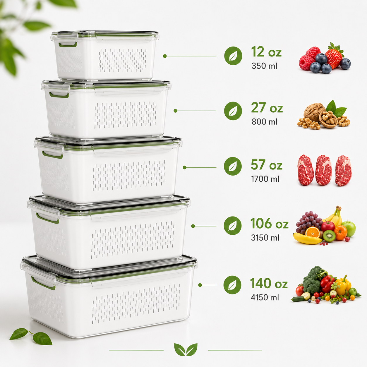 5 Pack Fridge Organizers and Storage