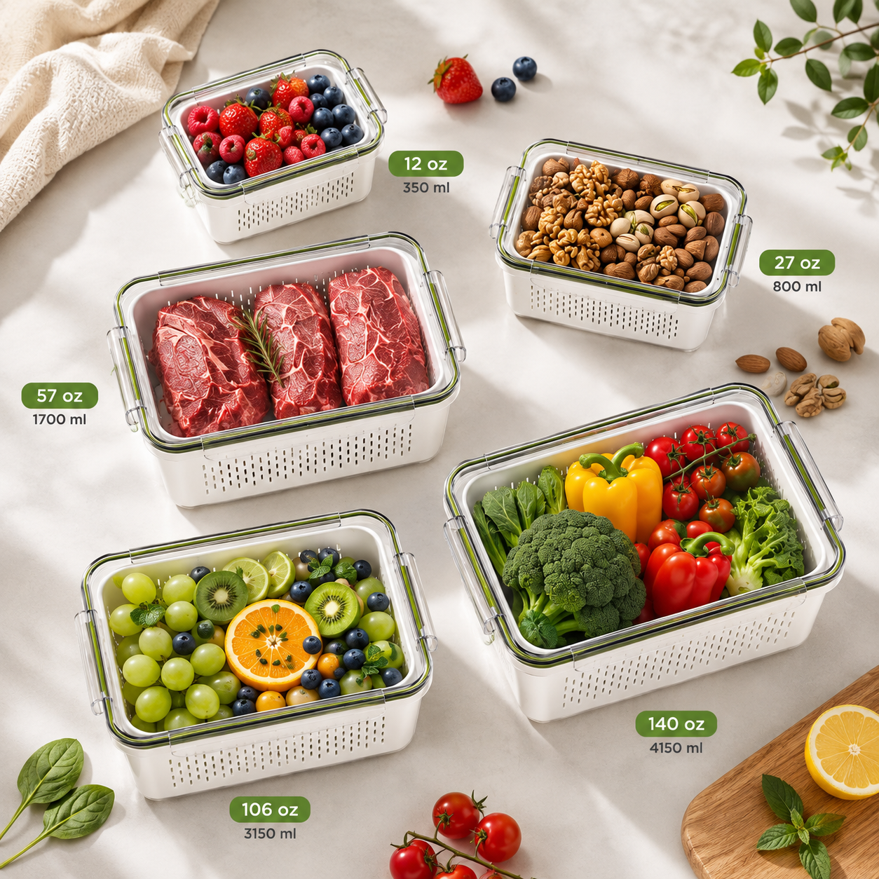 5 Pack Fridge Organizers and Storage